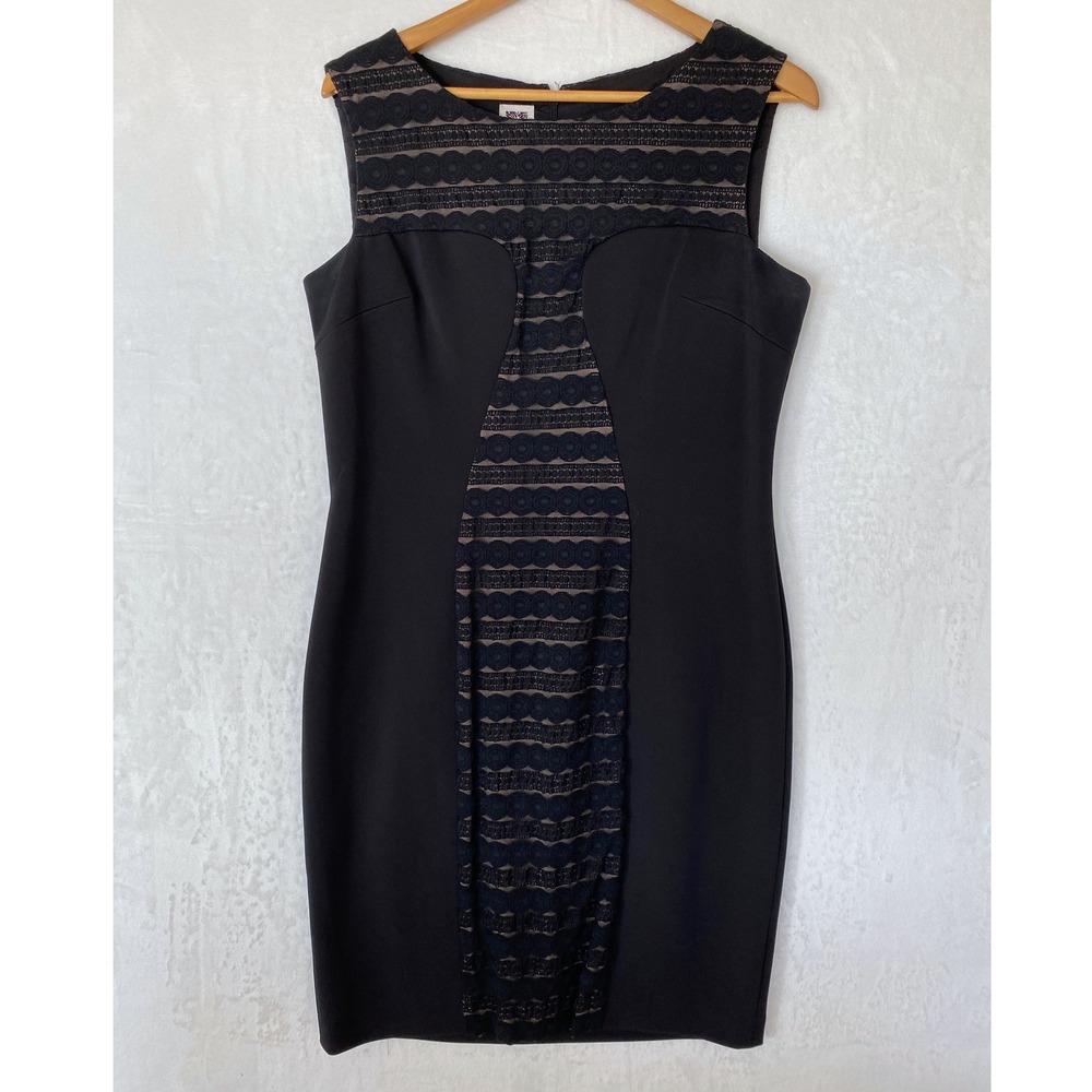 Elegant Black Lace Sheath Dress‎ Women's Sleeveless Cocktail Party Size L